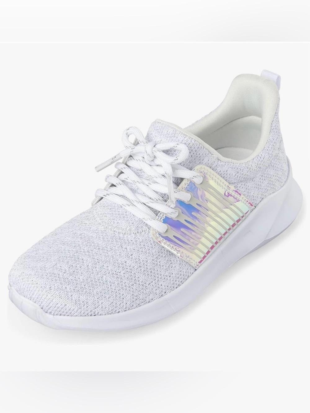 The Children's Place White Knit Sneakers with Iridescent Detail